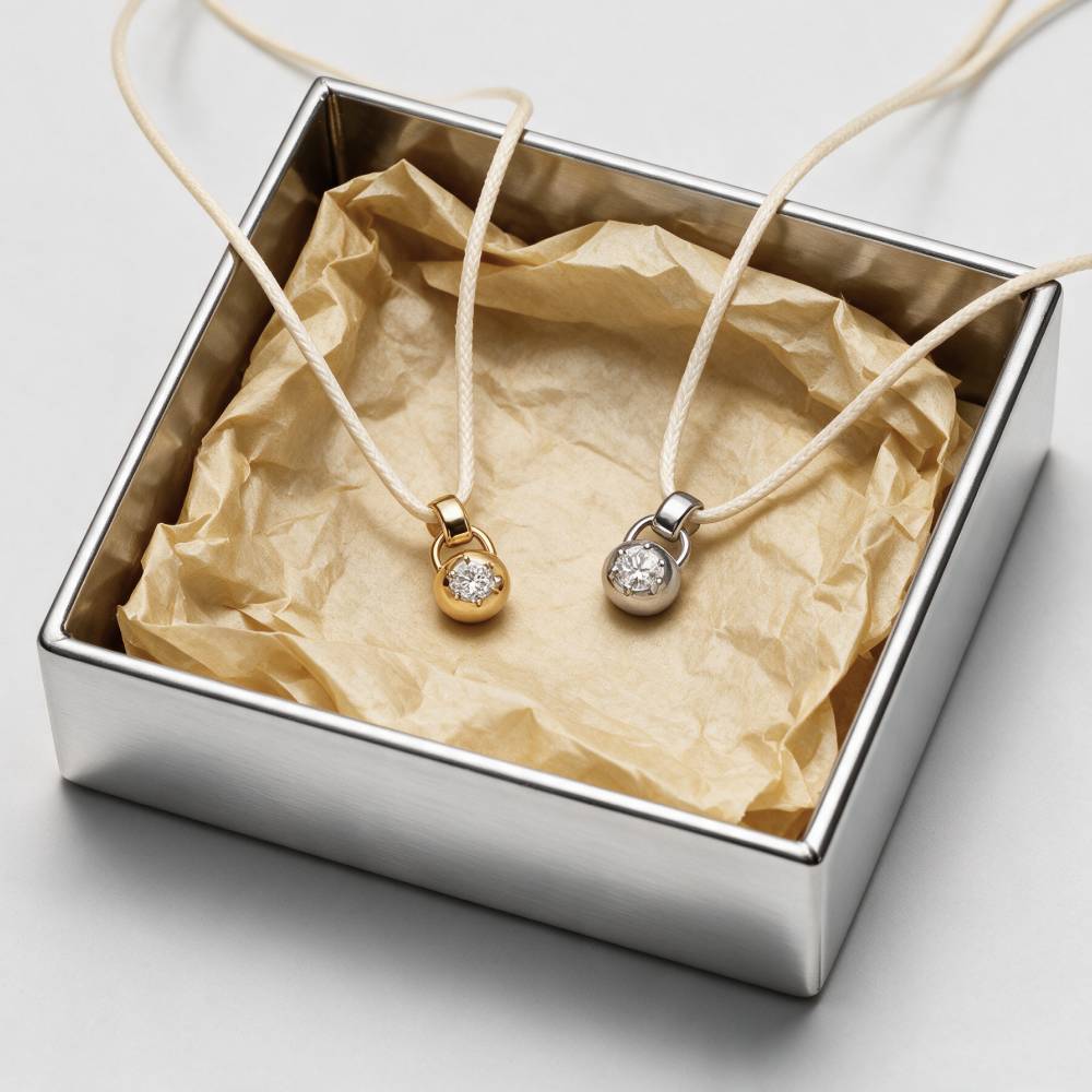 No. 2 Round 0.25CT Diamond Necklace in Gold on an Adjustable Butter Yellow Cord-2 product photo