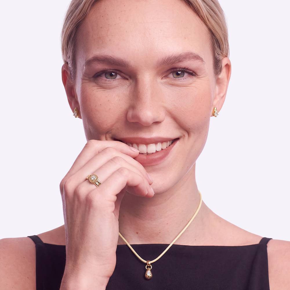 No. 3 Pear 0.25CT Diamond Necklace in Gold on an Adjustable Butter Yellow Cord-1 product photo