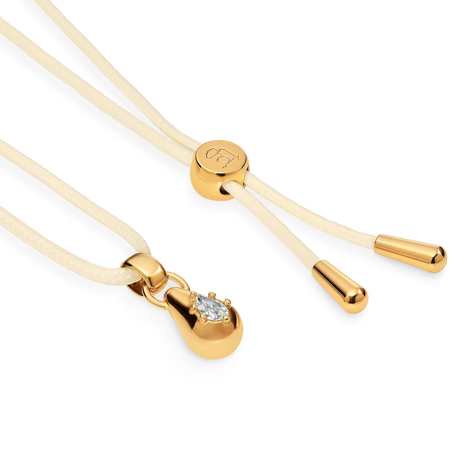 No. 3 Pear 0.25CT Diamond Necklace in Gold on an Adjustable Butter Yellow Cord-4 product photo