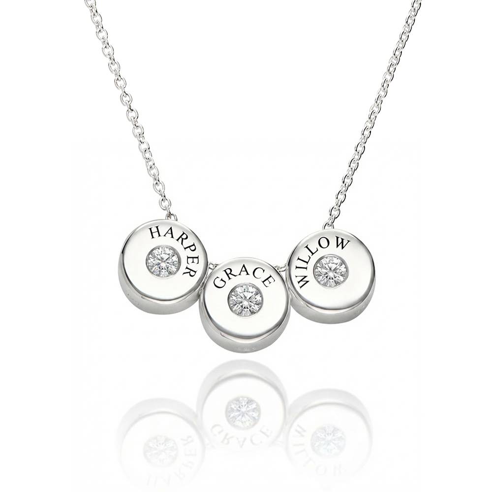 Nova Diamond Necklace with Engraved Names in Silver-1 product photo