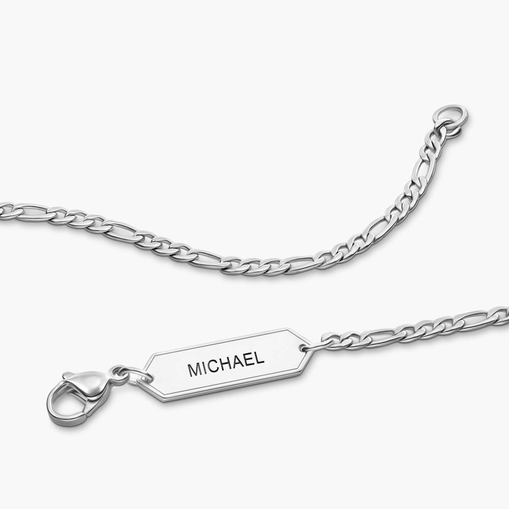 Engraved Figaro Necklace 3mm in Stainless Steel-1 Engraved Figaro Necklace 3mm in Stainless Steel-1 product photo