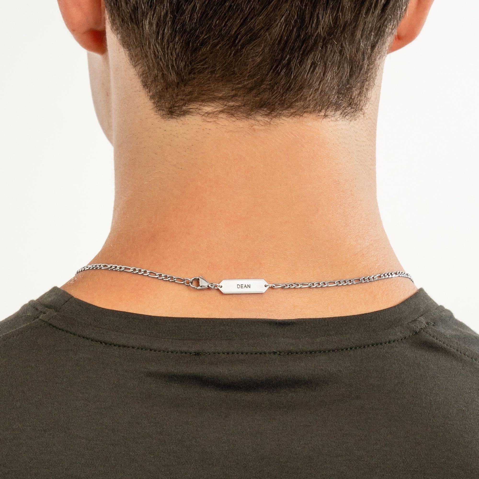 Engraved Figaro Necklace 3mm in Stainless Steel-4 Engraved Figaro Necklace 3mm in Stainless Steel-4 product photo
