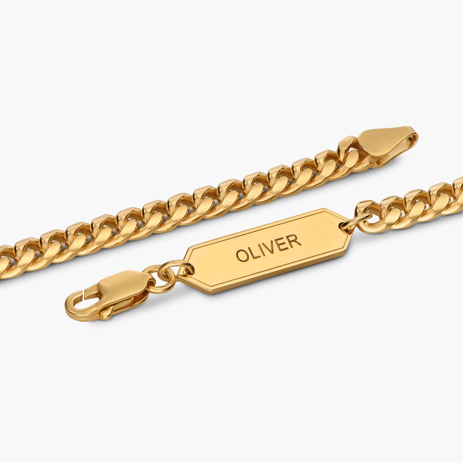 Engraved Cuban Chain Bracelet 3mm in Gold Plating-2 Engraved Cuban Chain Bracelet 3mm in Gold Plating-2 product photo