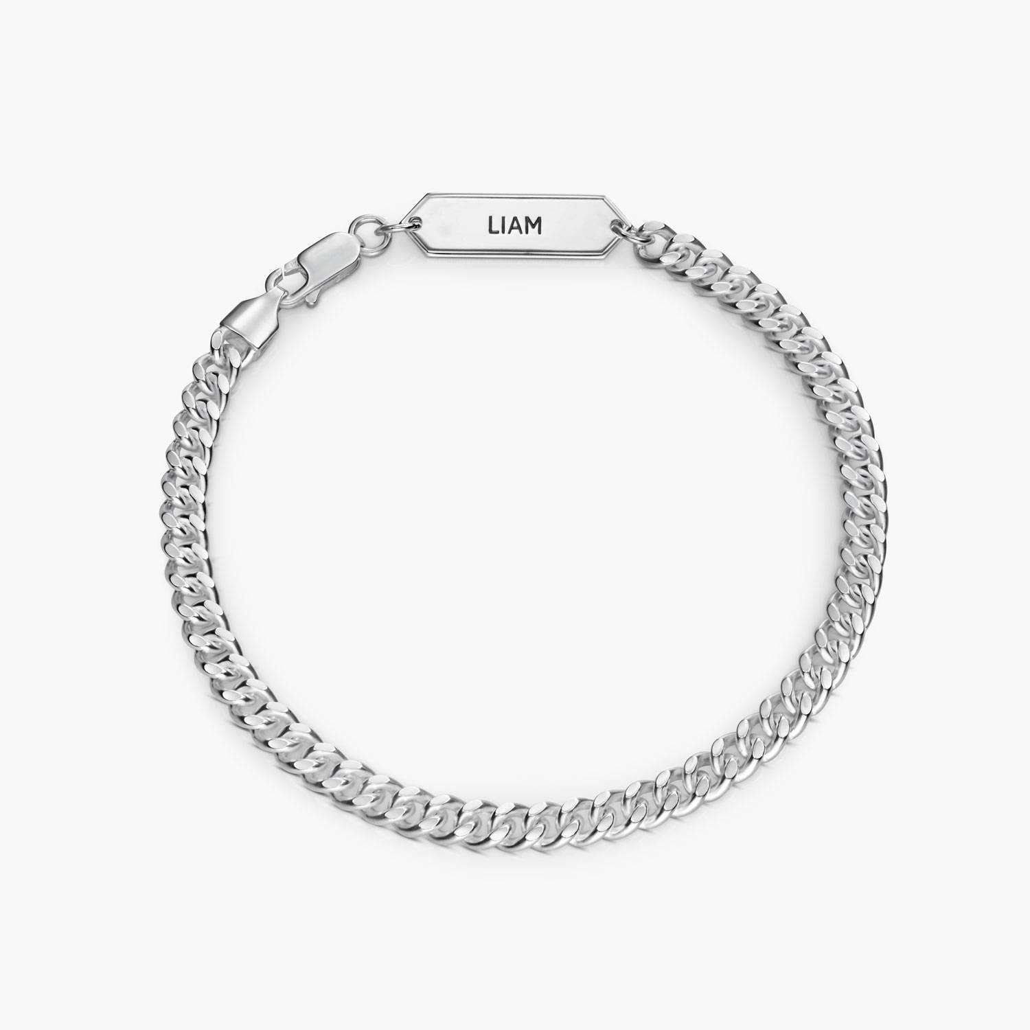 Engraved Cuban Chain Bracelet 3mm in Stainless Steel-1 Engraved Cuban Chain Bracelet 3mm in Stainless Steel-1 product photo