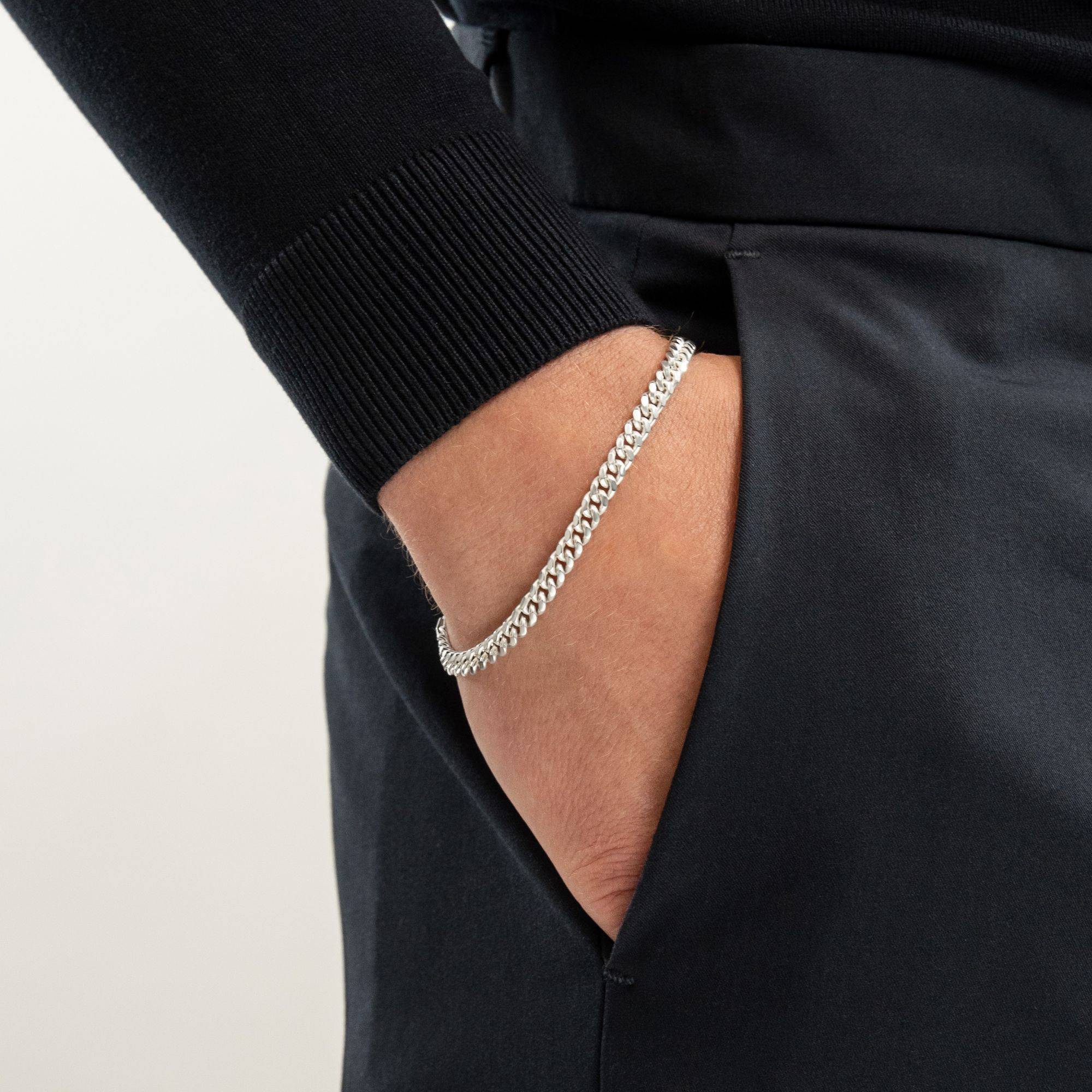 Engraved Cuban Chain Bracelet 3mm in Stainless Steel-4 Engraved Cuban Chain Bracelet 3mm in Stainless Steel-4 product photo