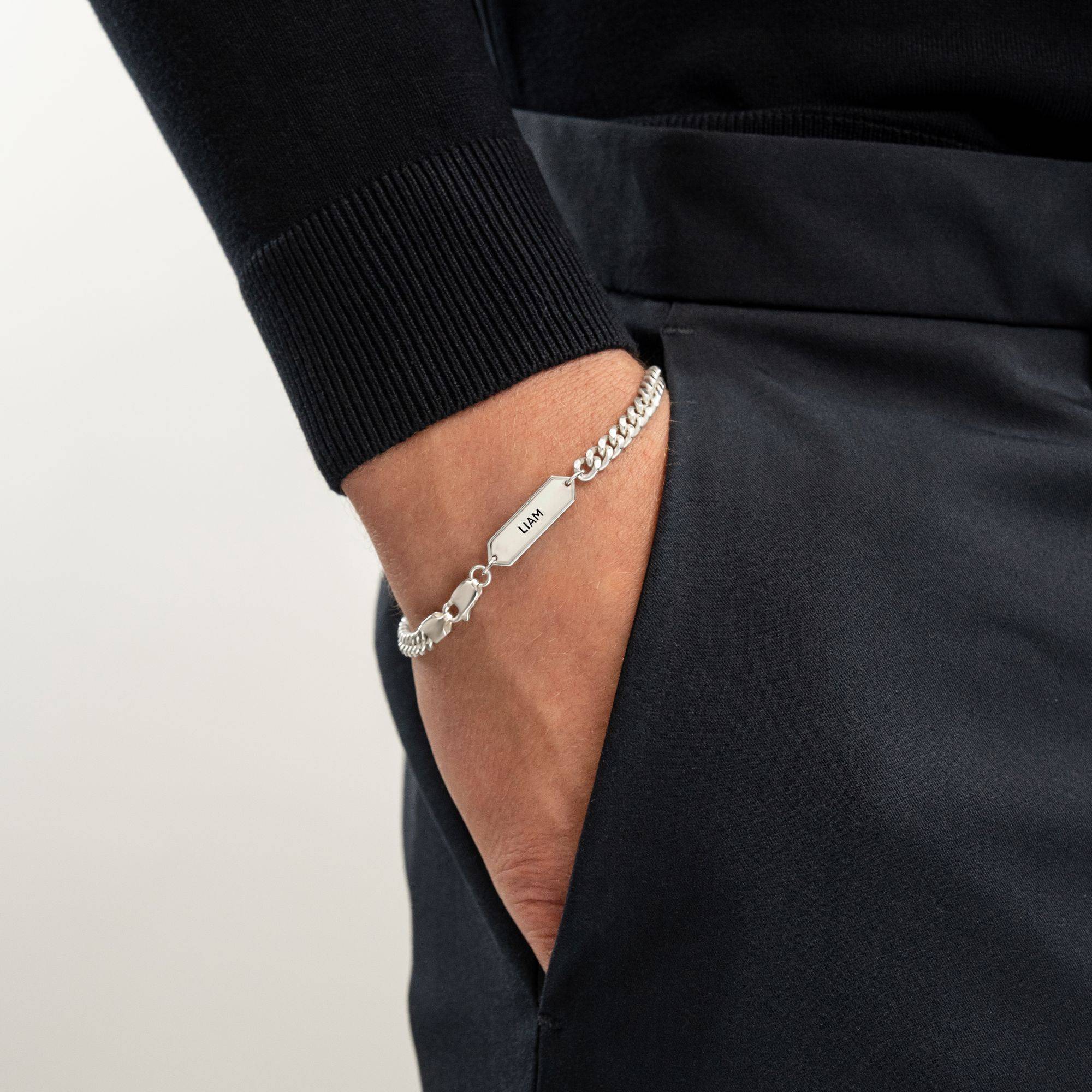 Engraved Cuban Chain Bracelet 3mm in Stainless Steel-5 Engraved Cuban Chain Bracelet 3mm in Stainless Steel-5 product photo