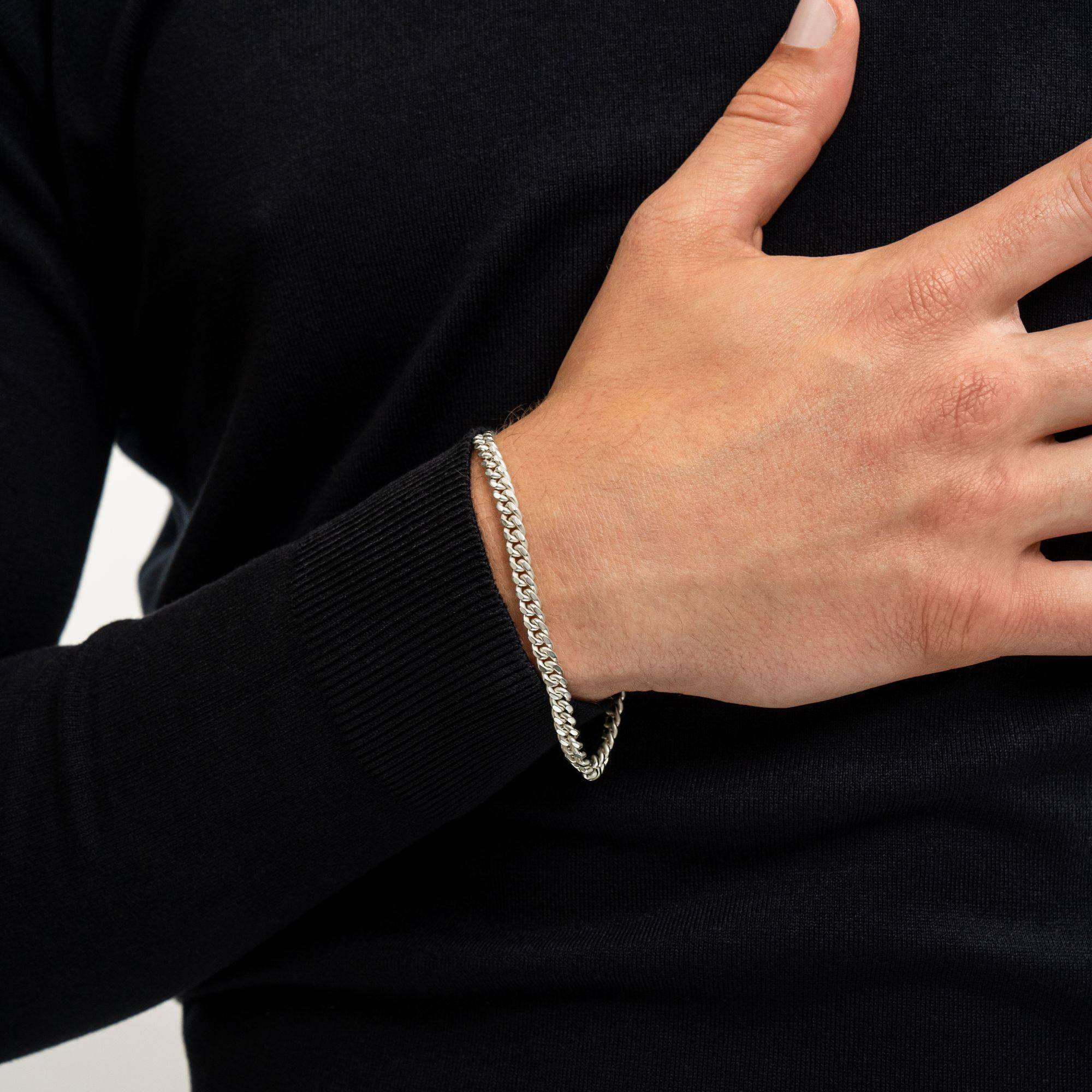 Engraved Cuban Chain Bracelet 3mm in Stainless Steel-6 Engraved Cuban Chain Bracelet 3mm in Stainless Steel-6 product photo