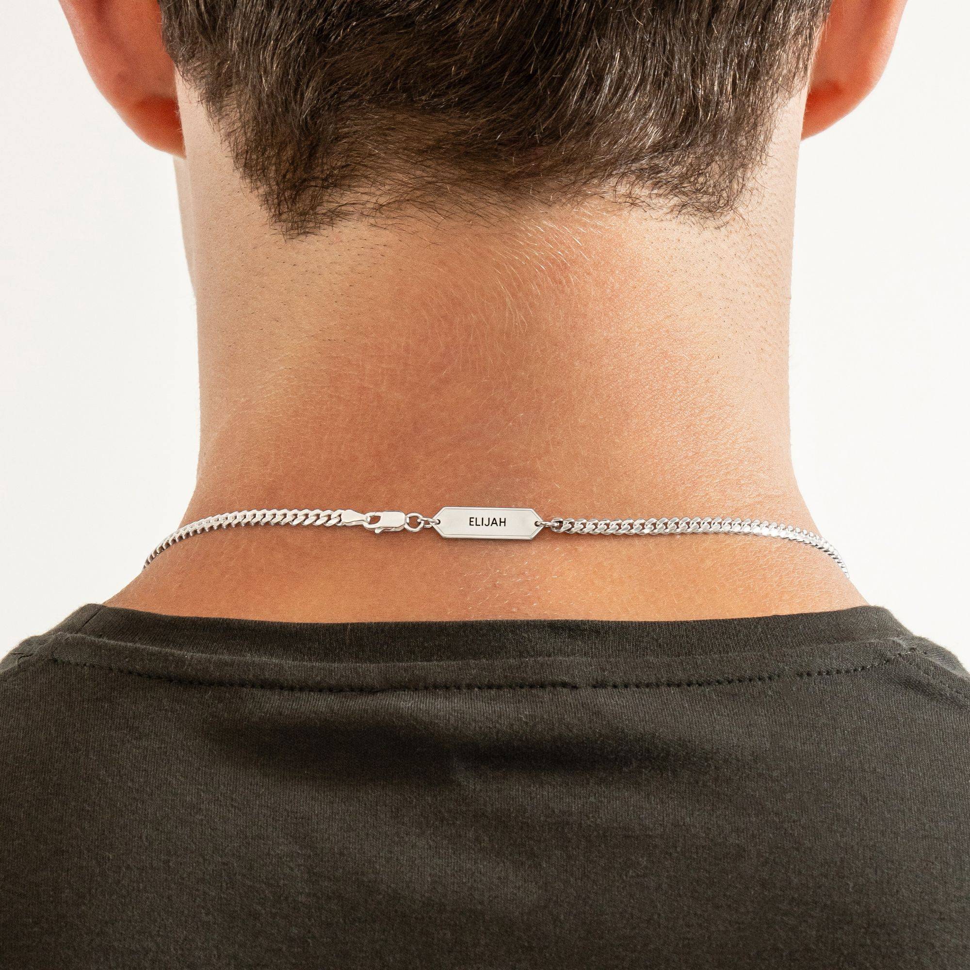 Engraved Cuban Chain Necklace 3mm in Stainless Steel-6 product photo