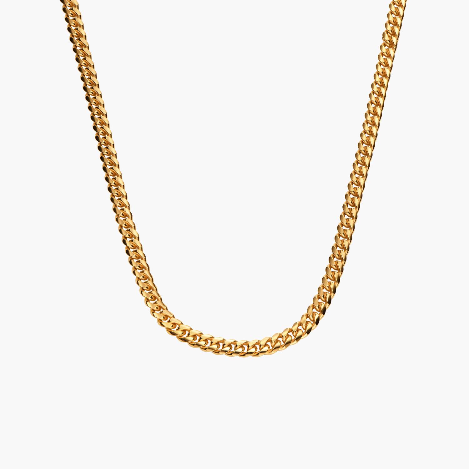 Engraved Cuban Chain Necklace 3mm in Gold Plating-3 Engraved Cuban Chain Necklace 3mm in Gold Plating-3 product photo
