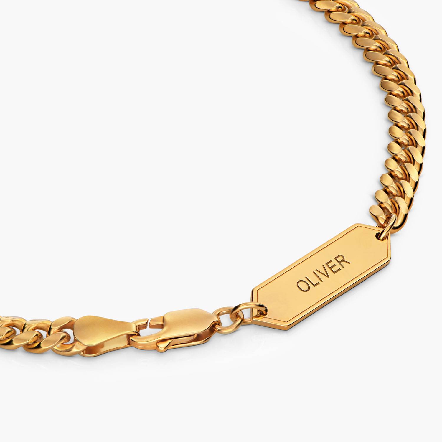 Engraved Cuban Chain Necklace 3mm in Gold Plating-4 Engraved Cuban Chain Necklace 3mm in Gold Plating-4 product photo