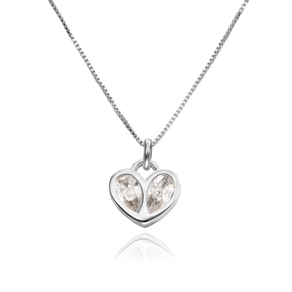 Petite Crystal Heart Necklace in Sterling Silver-3 product photo
