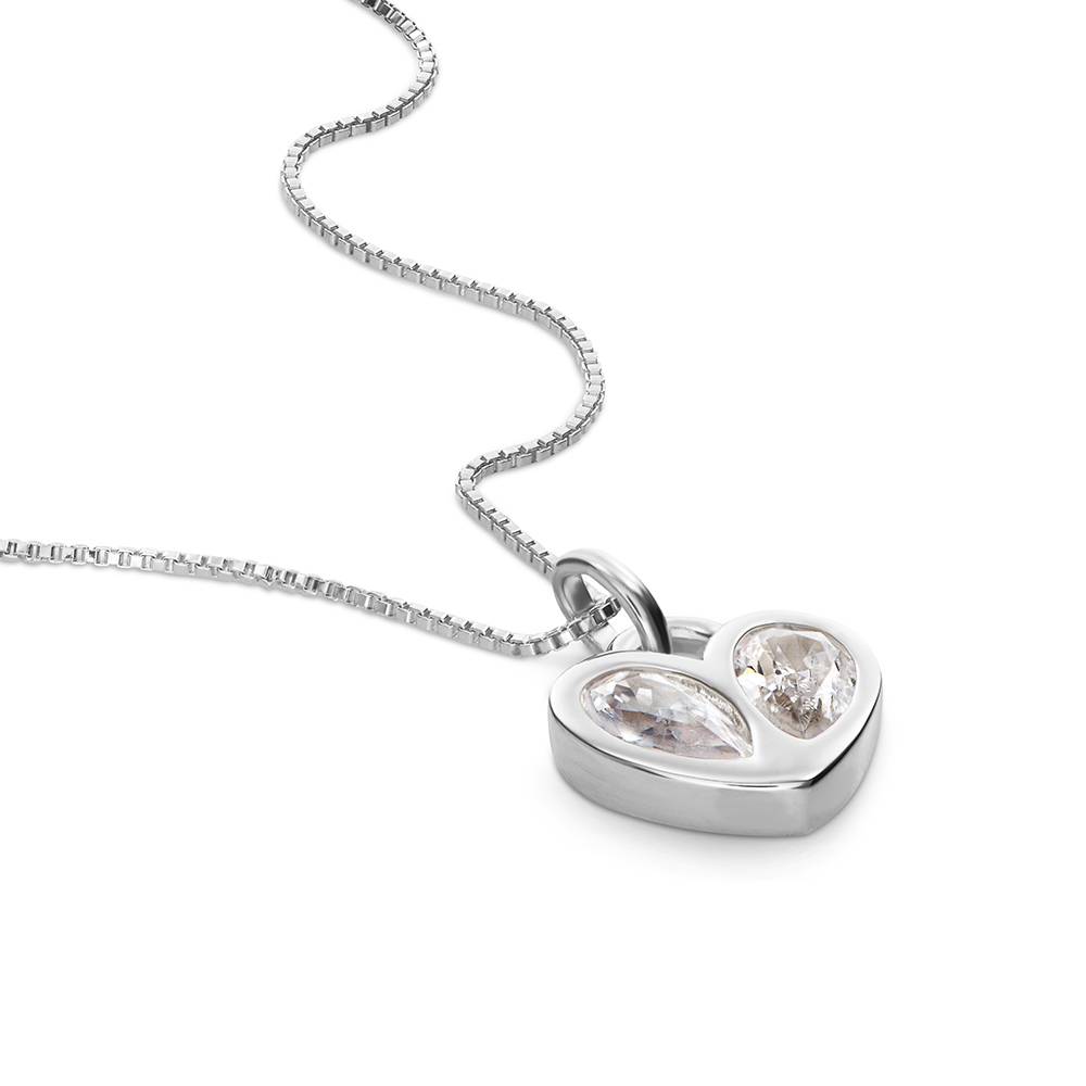 Petite Crystal Heart Necklace in Sterling Silver-4 product photo