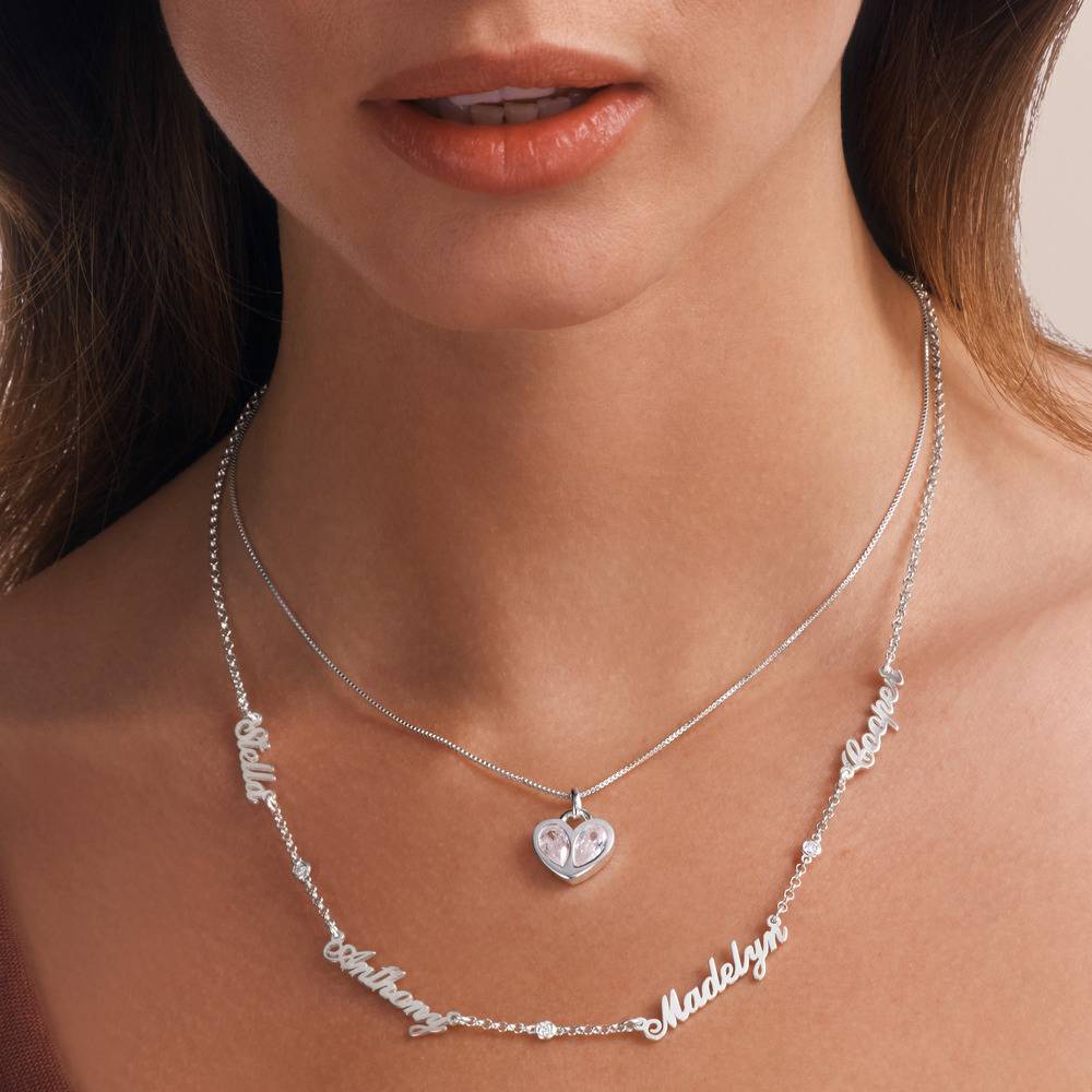 Petite Crystal Heart Necklace in Sterling Silver-5 product photo