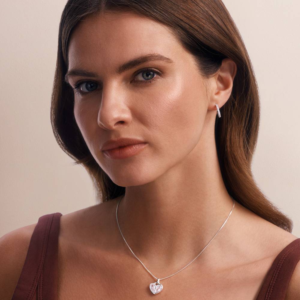 Petite Crystal Heart Necklace in Sterling Silver-1 product photo