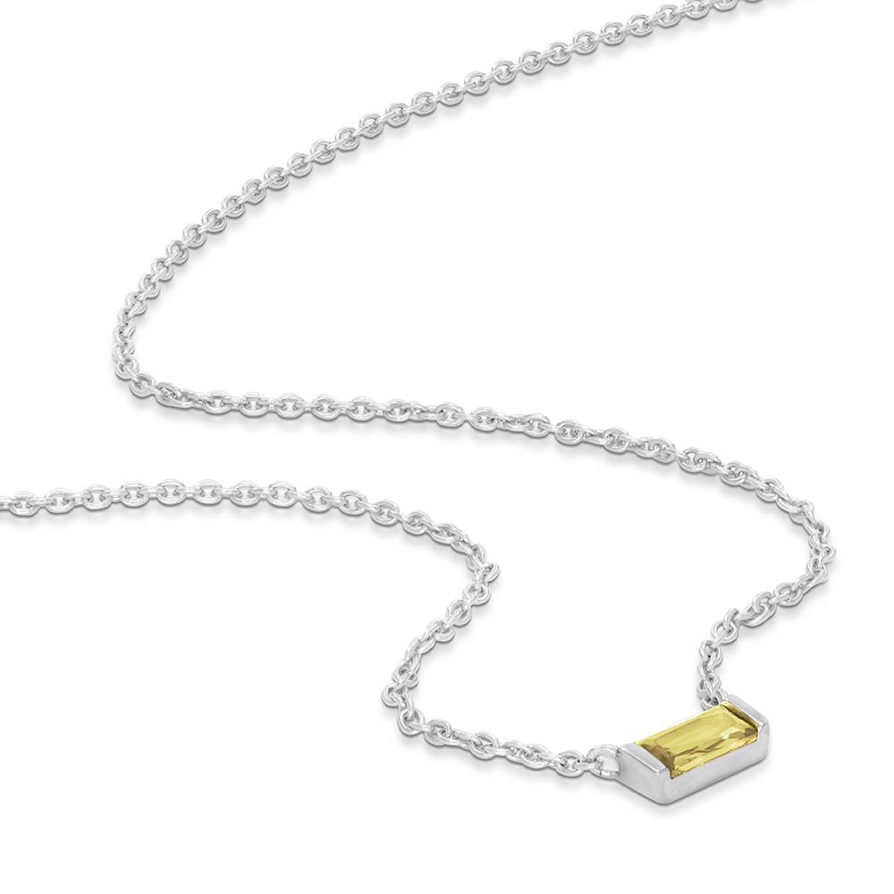Rayna Birthstone Baguette Necklace in Silver-1 product photo
