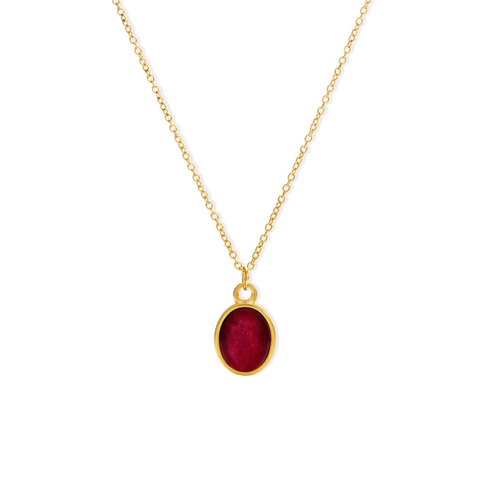Red Cabochon Pendant Necklace in Gold Plating-1 product photo