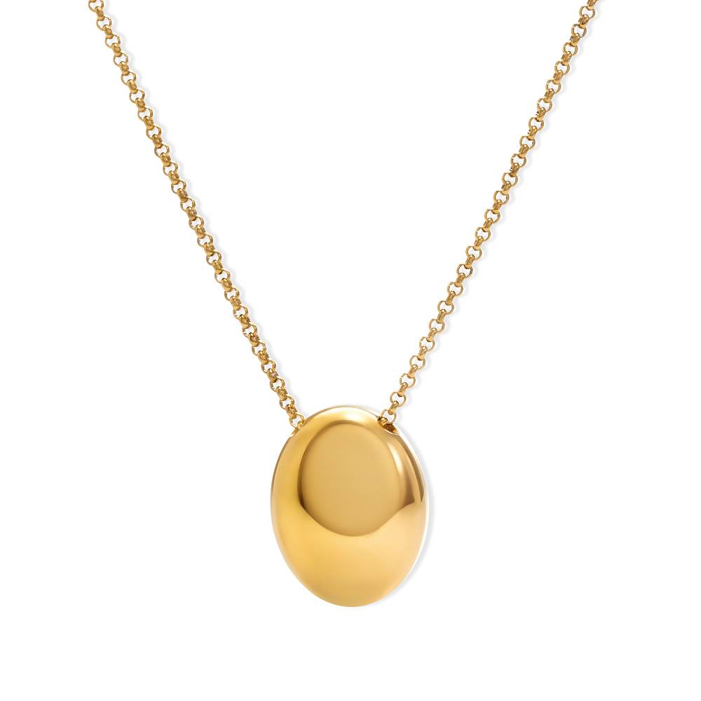 Sculpted Oval Pendant Necklace in Gold Plating-1 product photo