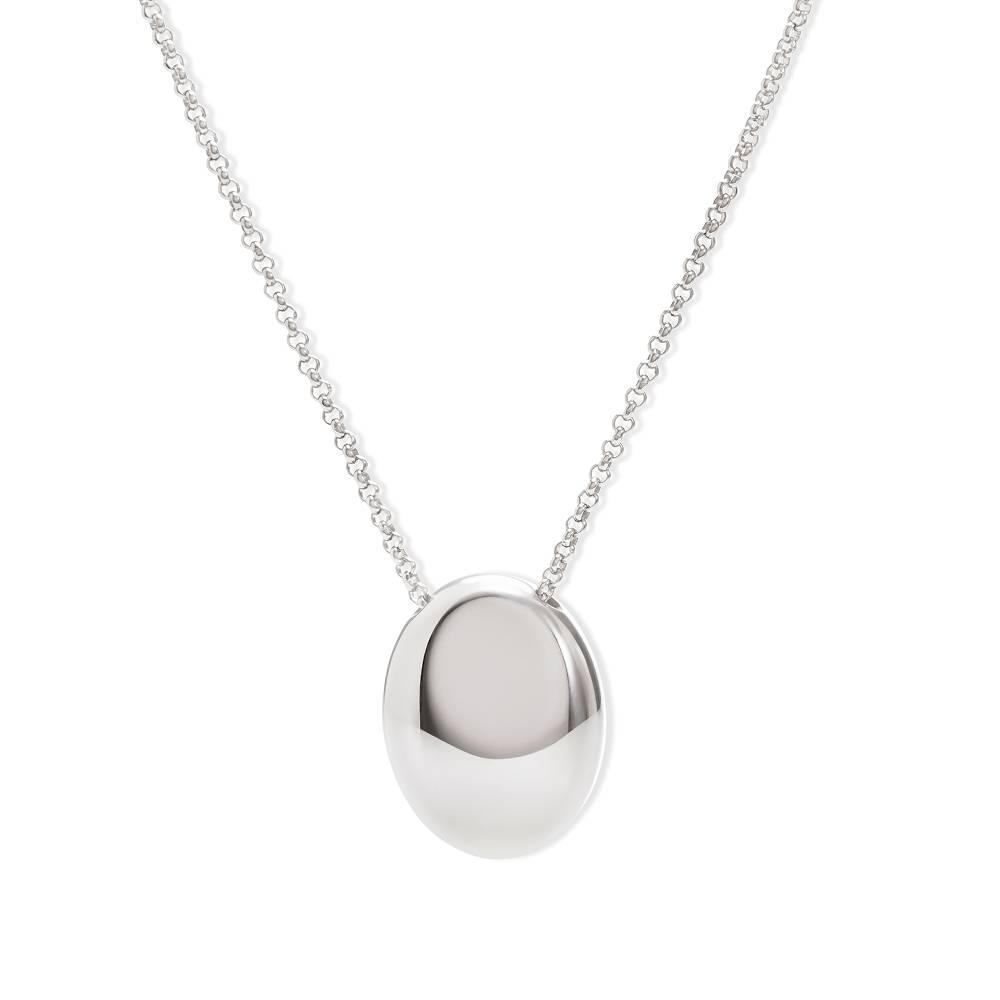 Sculpted Oval Pendant Necklace in Stainless Steel-1 product photo