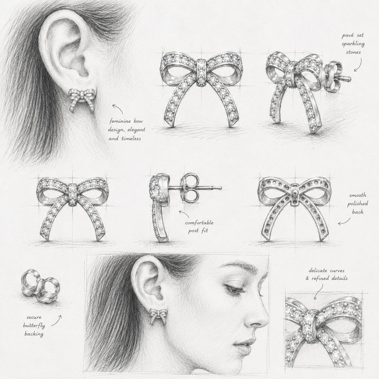 Shine Bright Bow Earrings in Sterling Silver-5 product photo