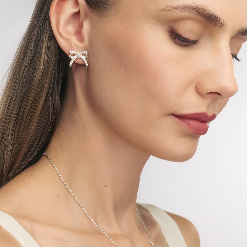 Shine Bright Bow Earrings in Sterling Silver-3 Shine Bright Bow Earrings in Sterling Silver-3 product photo