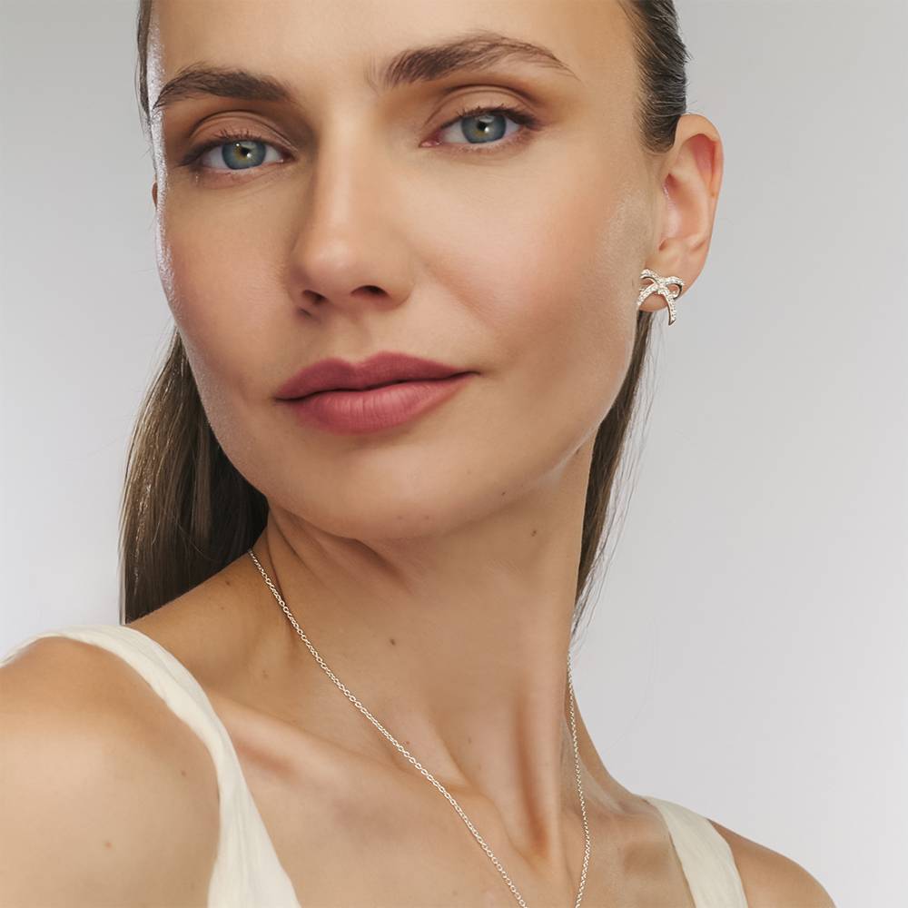 Shine Bright Bow Earrings in Sterling Silver-2 Shine Bright Bow Earrings in Sterling Silver-2 product photo