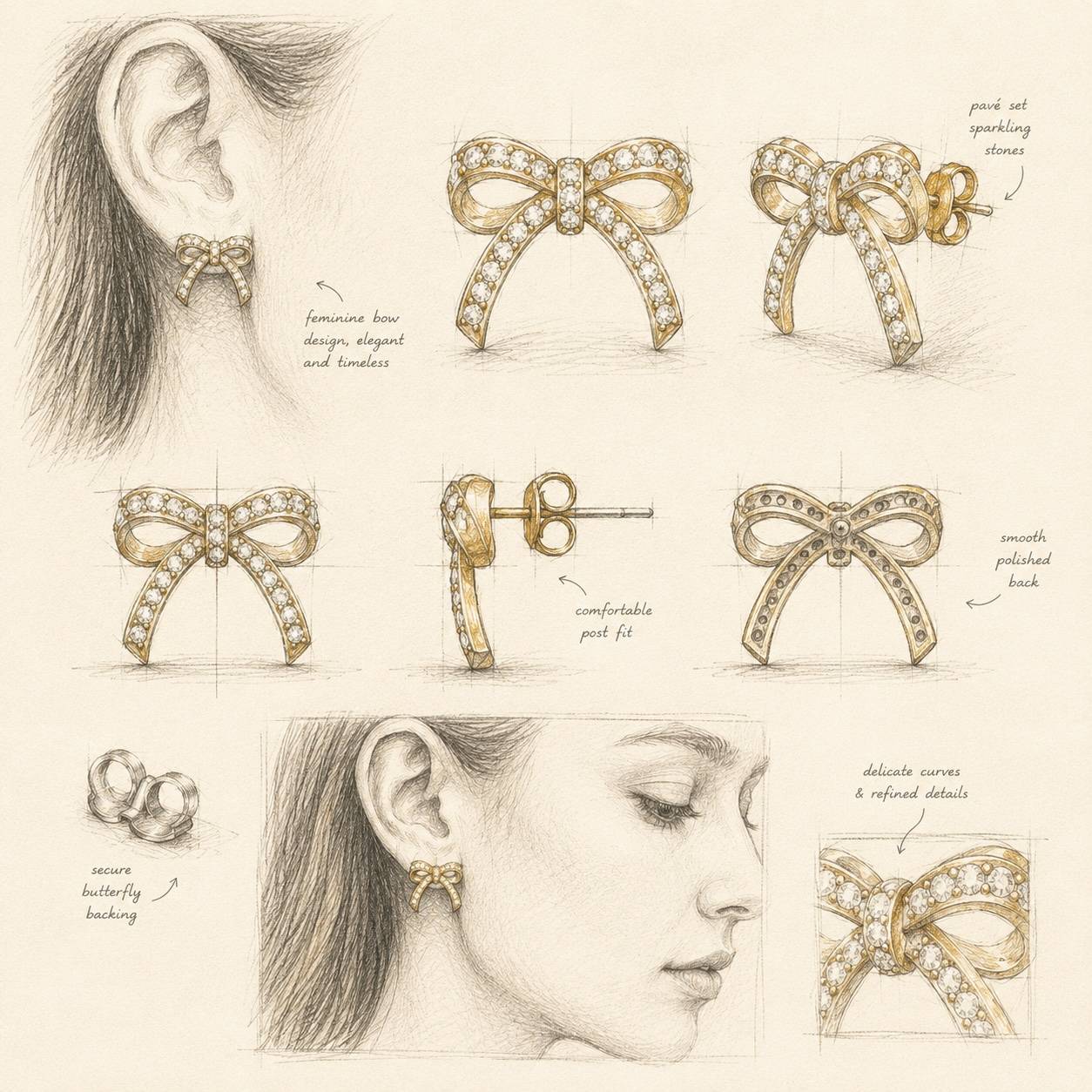 Shine Bright Bow Earrings in Gold Vermeil-5 product photo