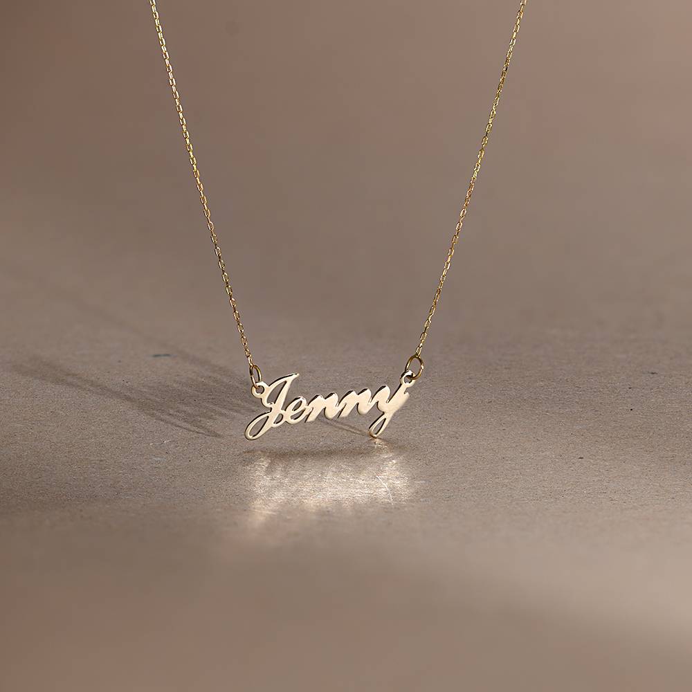 Tiny Classic Name Necklace in 14ct Solid Yellow Gold - Version-1 product photo