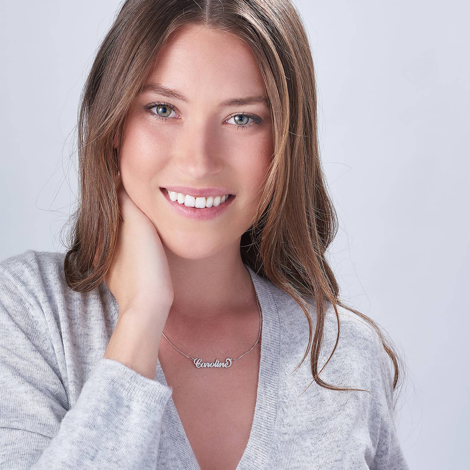 Small Carrie Name Necklace in 14ct Solid White Gold - Version-1 product photo