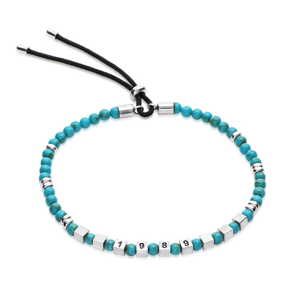 Speak Now Beaded Bracelet with Turquoise Stones in Sterling Silver - Version-3 Speak Now Beaded Bracelet with Turquoise Stones in Sterling Silver - Version-3 product photo