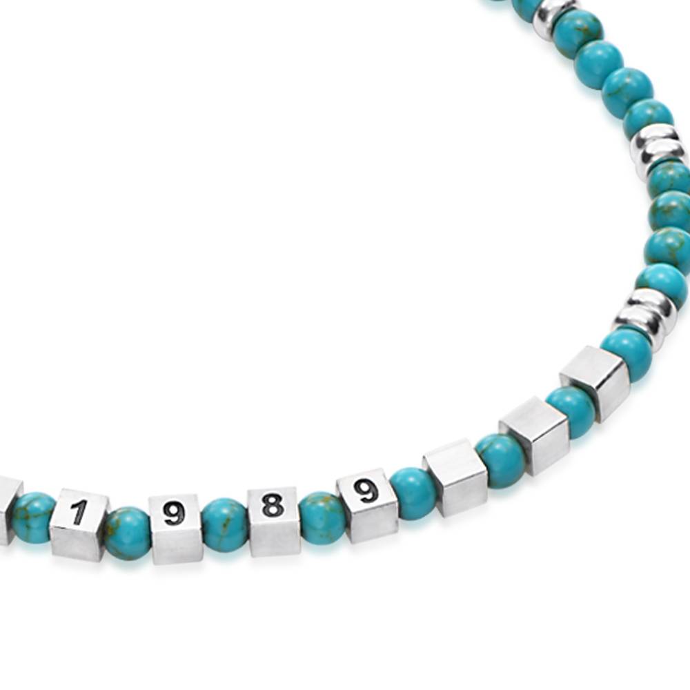 Speak Now Beaded Bracelet with Turquoise Stones in Sterling Silver - Version-4 Speak Now Beaded Bracelet with Turquoise Stones in Sterling Silver - Version-4 product photo