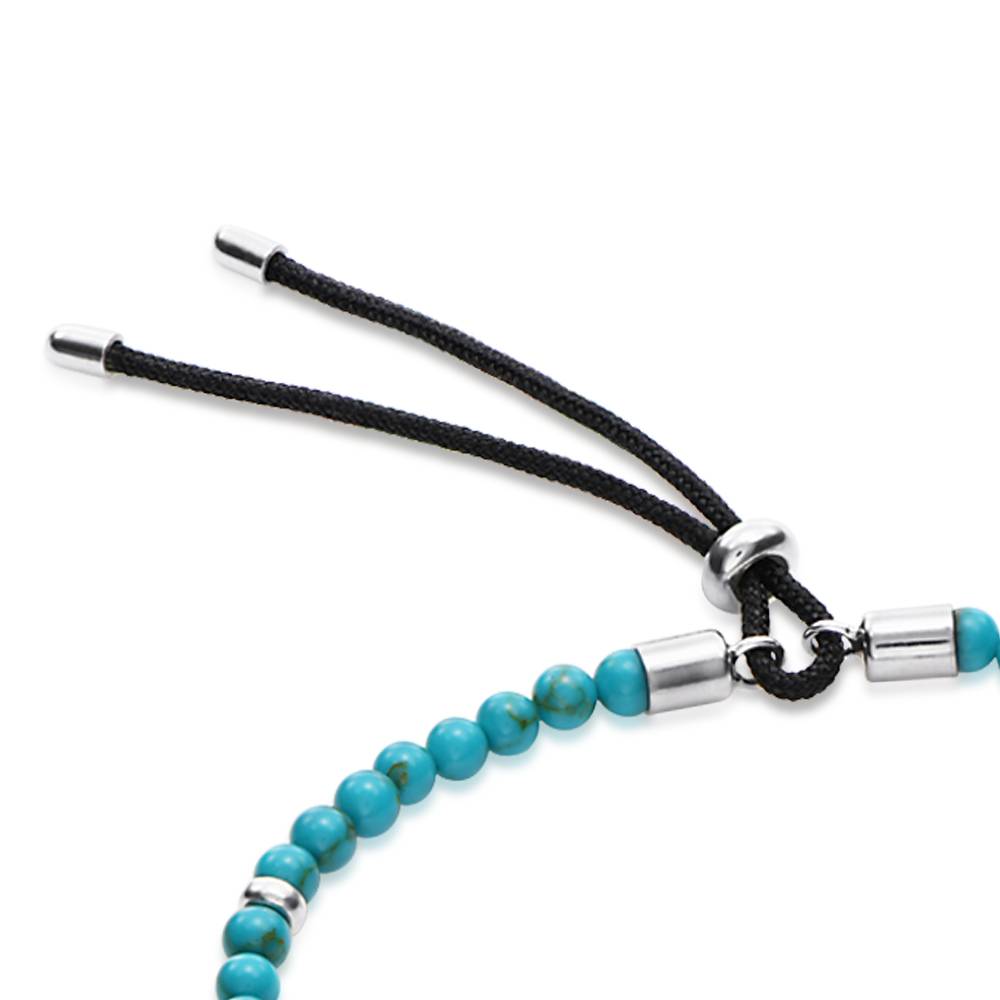 Speak Now Beaded Bracelet with Turquoise Stones in Sterling Silver - Version-2 Speak Now Beaded Bracelet with Turquoise Stones in Sterling Silver - Version-2 product photo