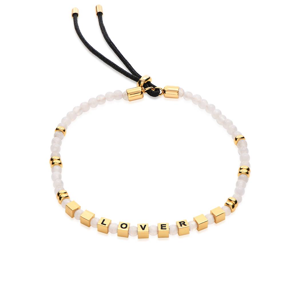 Speak Now Beaded Bracelet with White Moon Stones in 18ct Gold Plating - Version-5 Speak Now Beaded Bracelet with White Moon Stones in 18ct Gold Plating - Version-5 product photo
