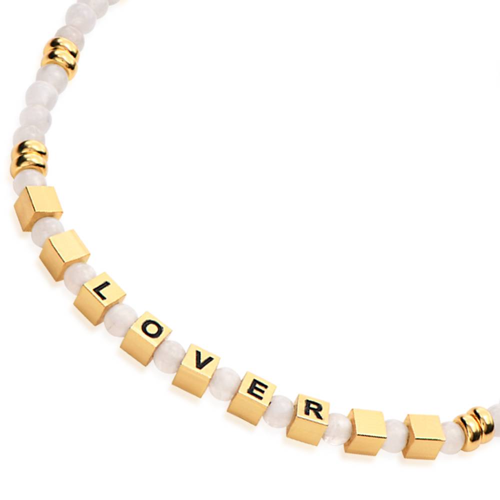 Speak Now Beaded Bracelet with White Moon Stones in 18ct Gold Plating - Version-1 Speak Now Beaded Bracelet with White Moon Stones in 18ct Gold Plating - Version-1 product photo