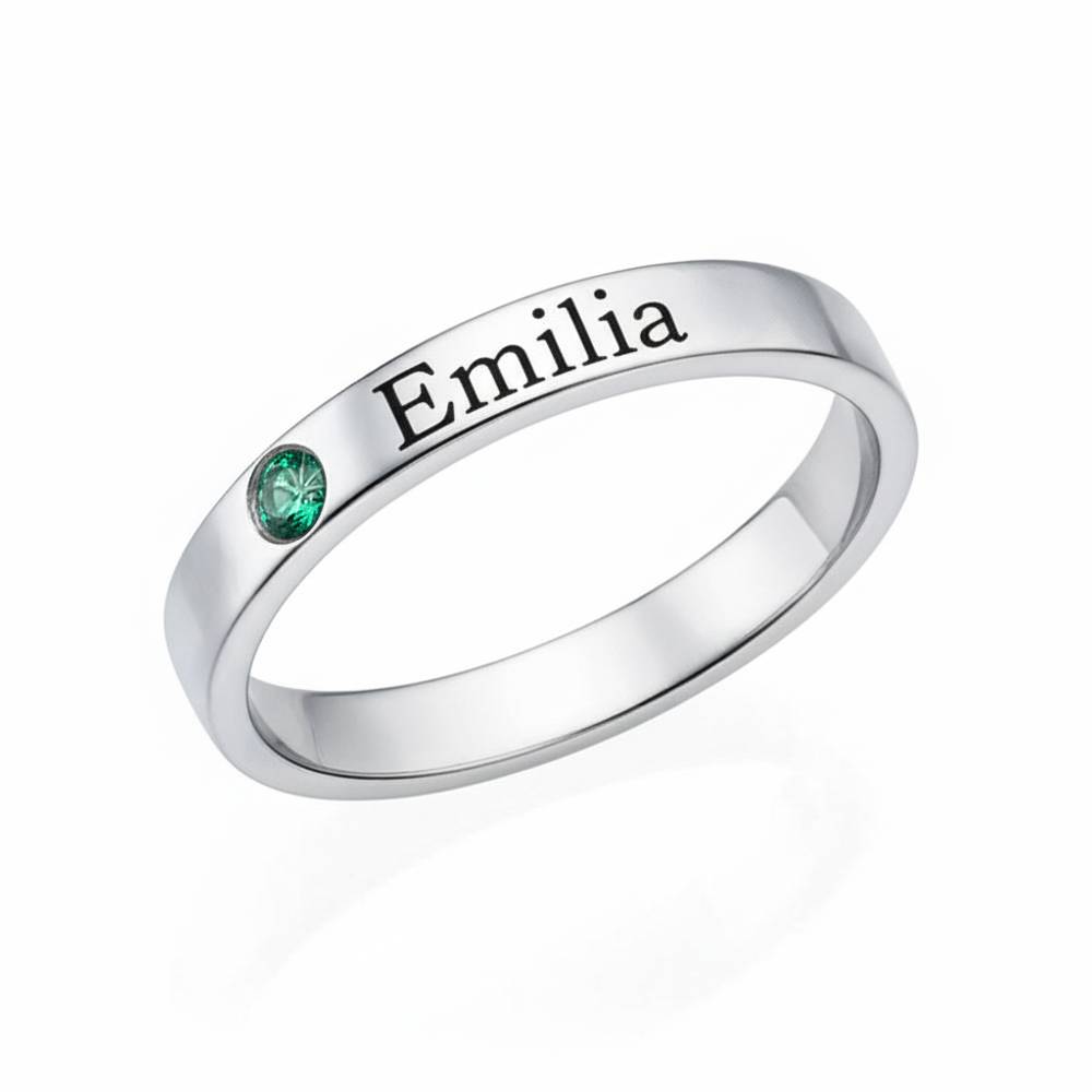 Stackable Birthstone Name Ring in Silver-3 product photo