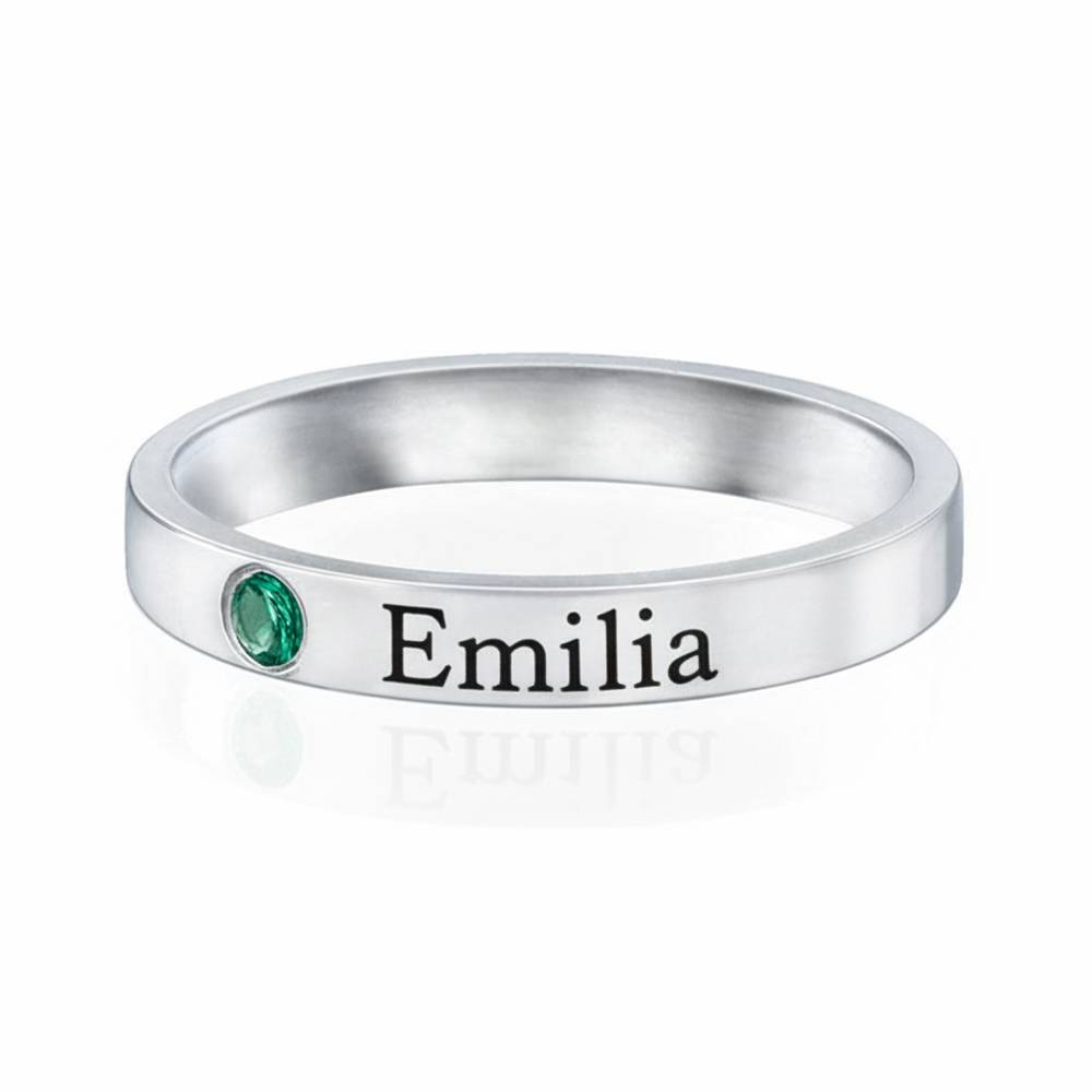 Stackable Birthstone Name Ring in Silver-1 product photo