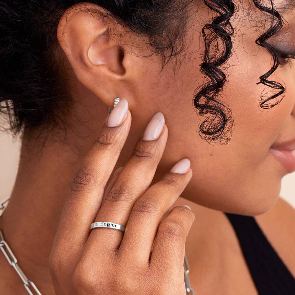 Stackable Birthstone Name Ring in Silver-4 product photo