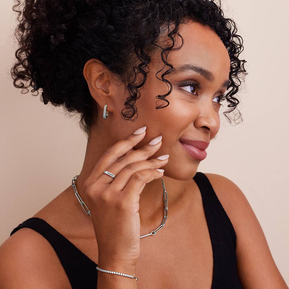 Stackable Diamond Name Ring in Silver-2 product photo