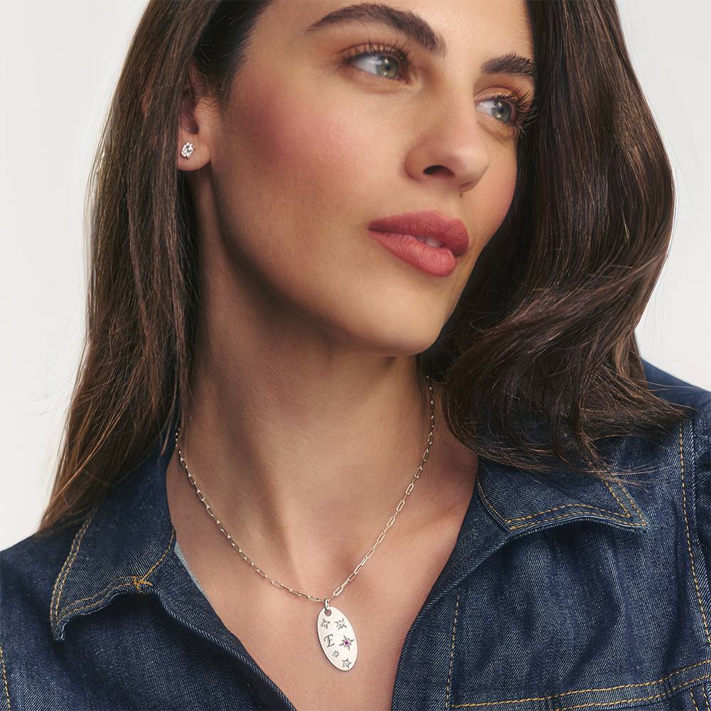 Star of Mine Initial Pendant Necklace in Silver-1 product photo