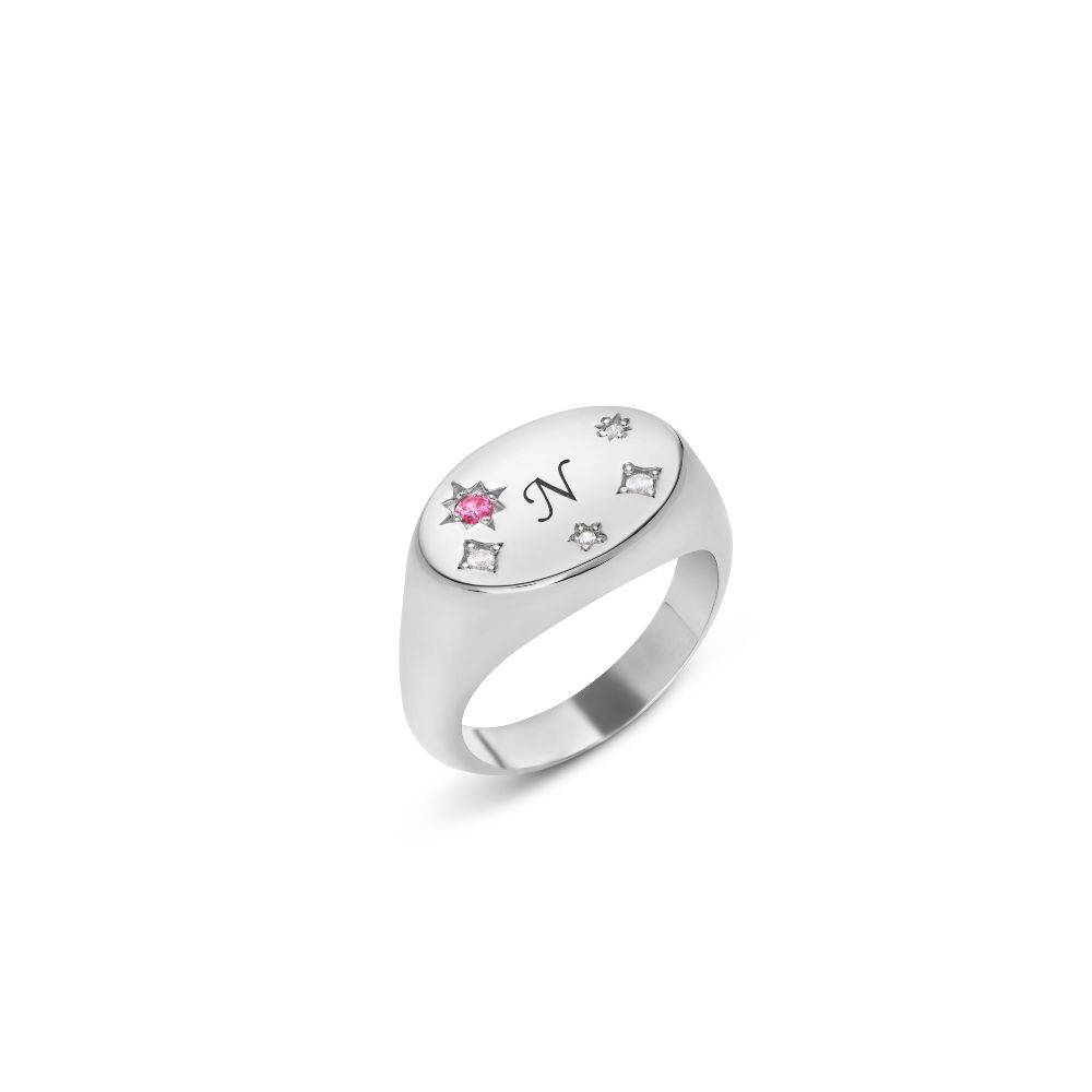 Star of Mine Initial Ring in Silver-1 product photo