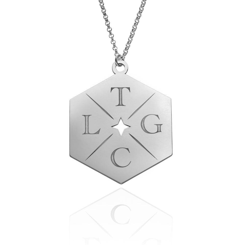 Stars & Back Big Initial Necklace in Sterling Silver-4 Stars & Back Big Initial Necklace in Sterling Silver-4 product photo