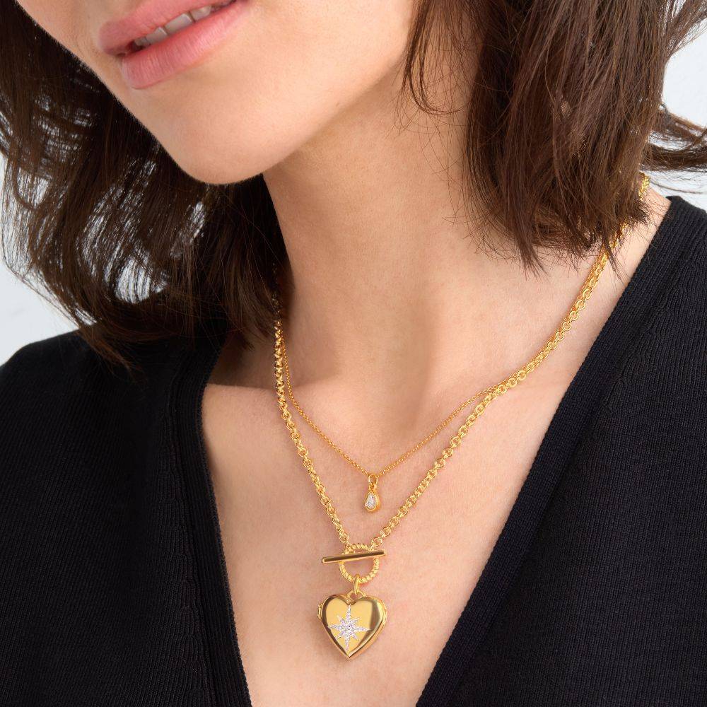 Stella Heart Photo Locket in Gold Finish-4 Stella Heart Photo Locket in Gold Finish-4 product photo