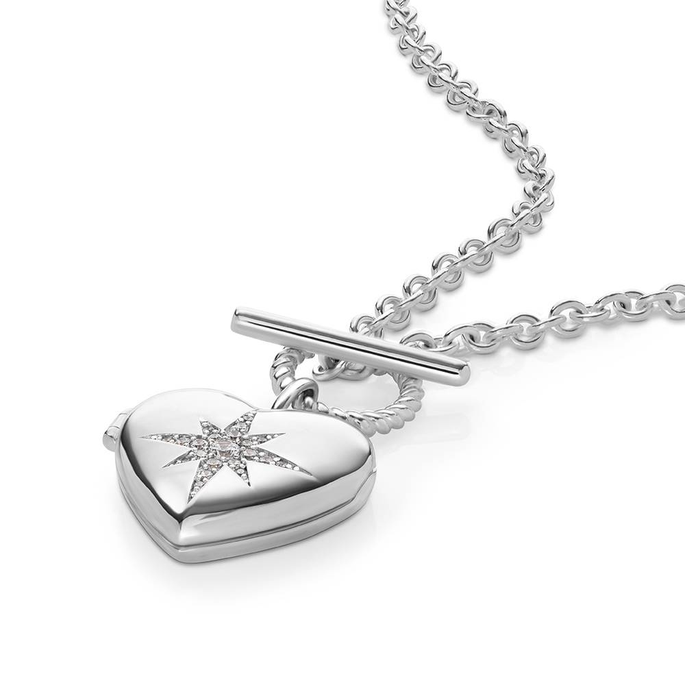 Stella Heart Photo Locket in Silver Finish-7 Stella Heart Photo Locket in Silver Finish-7 product photo