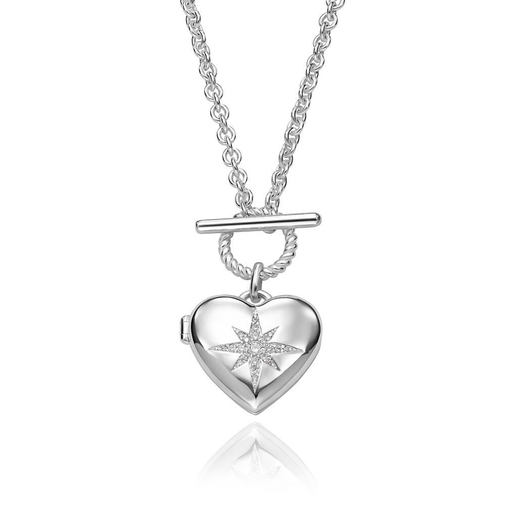 Stella Heart Photo Locket in Silver Finish-5 Stella Heart Photo Locket in Silver Finish-5 product photo