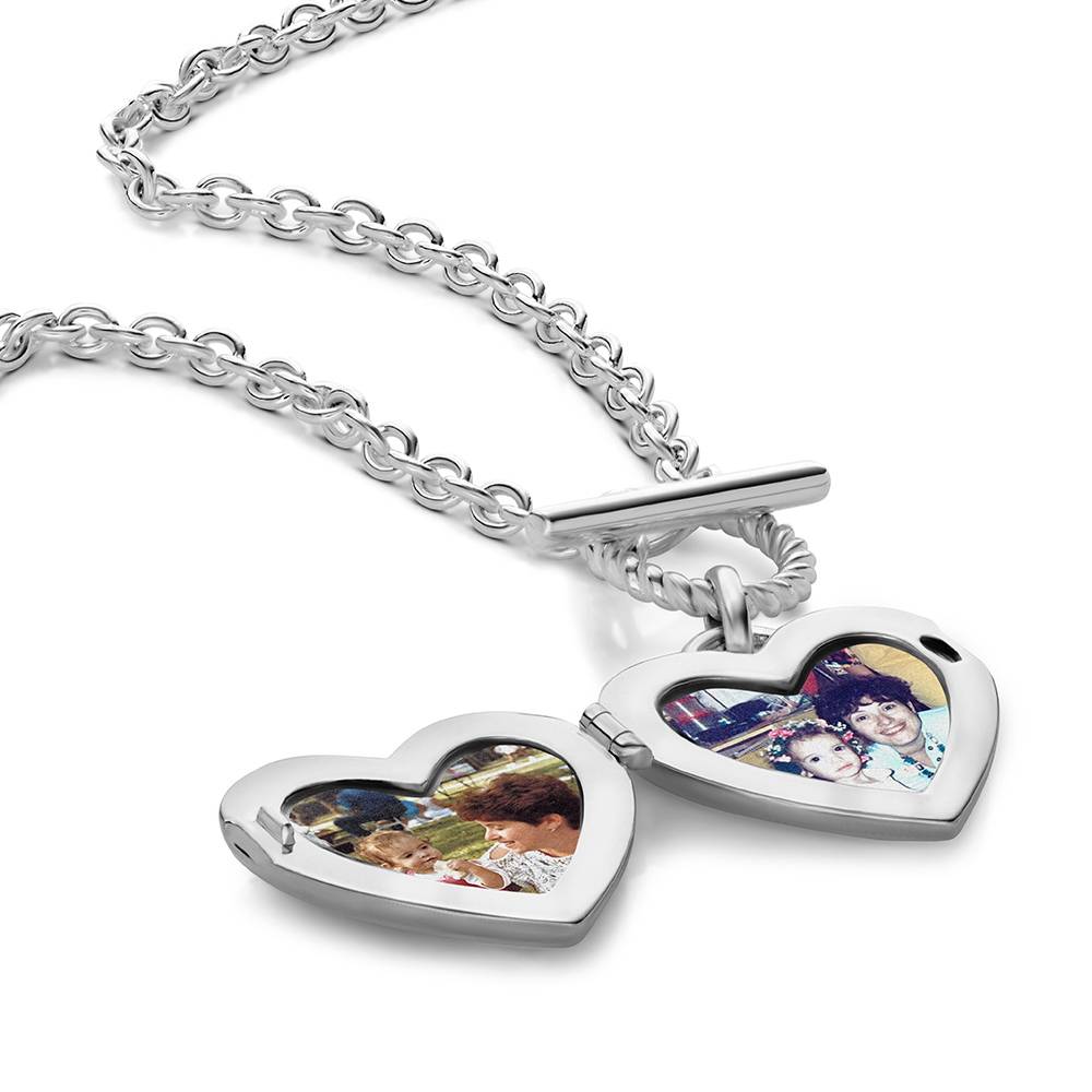 Stella Heart Photo Locket in Silver Finish-3 Stella Heart Photo Locket in Silver Finish-3 product photo