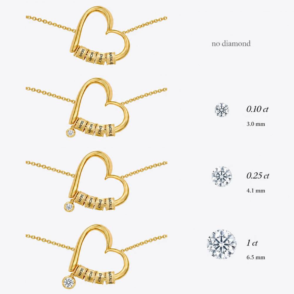 Charming Heart Necklace with Engraved Beads in Gold Vermeil-5 product photo