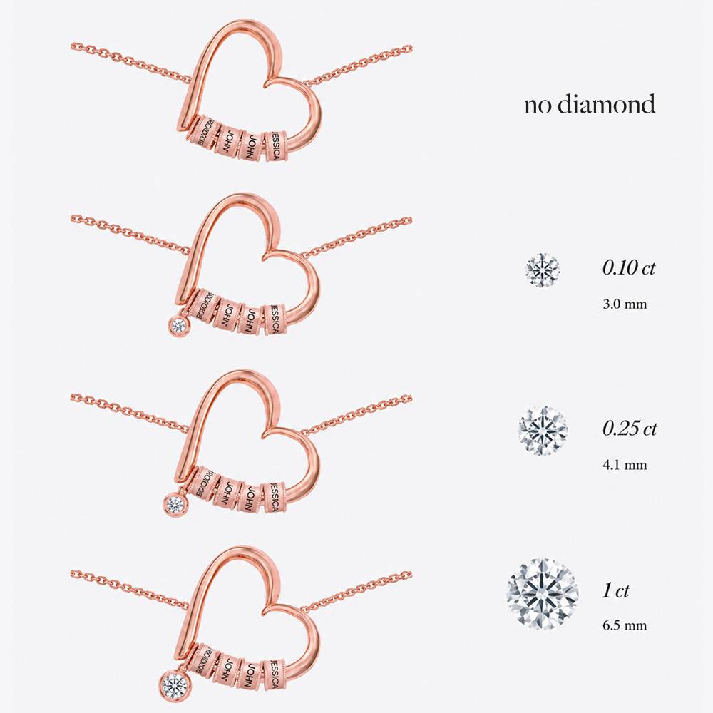 Charming Heart Necklace with Engraved Beads in Rose Gold Plating-5 product photo