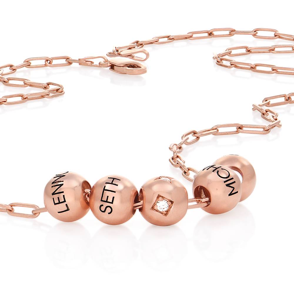 The Balance Bead Necklace with 0.08ct Diamond Bead in 18ct Rose Gold Vermeil-2 product photo
