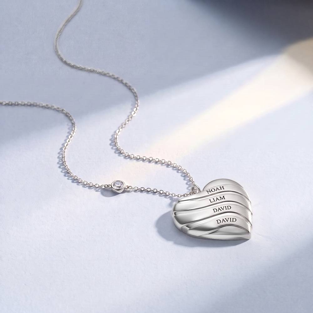 The Sweet Love Heart Necklace in Silver with 0.10CT Diamond-4 product photo