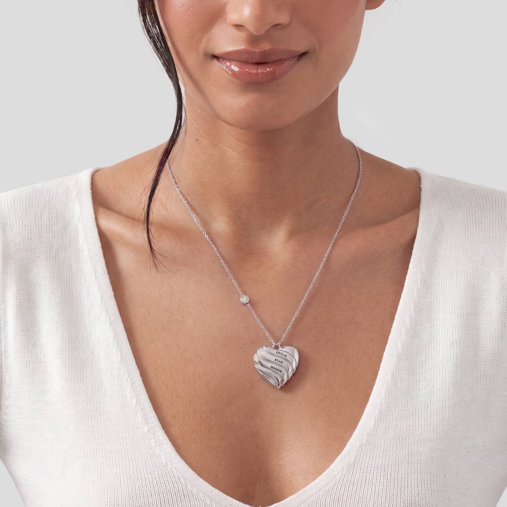The Sweet Love Heart Necklace in Silver with 0.10CT Diamond-6 product photo