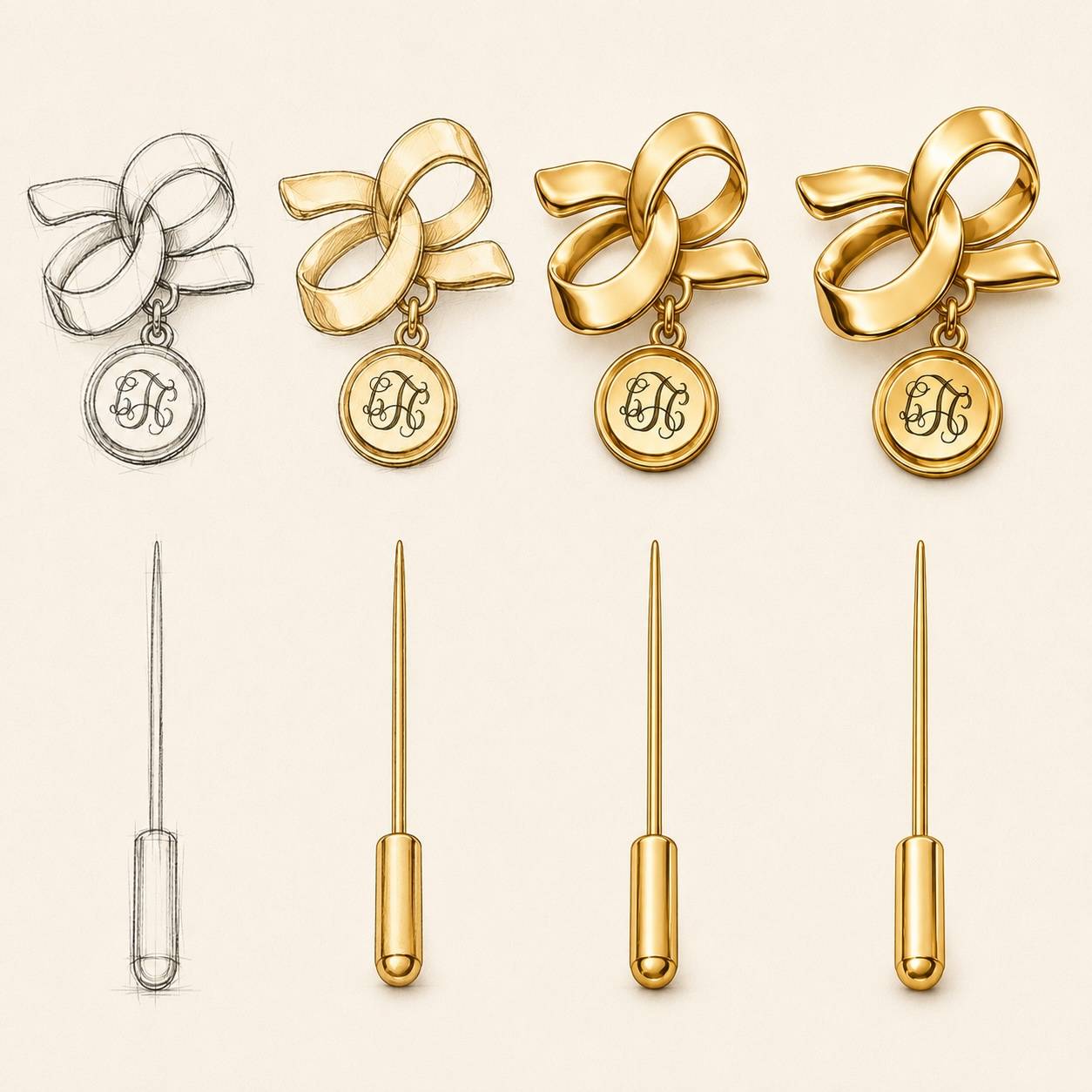 The Heritage Monogram Pin in Gold Plating-6 product photo